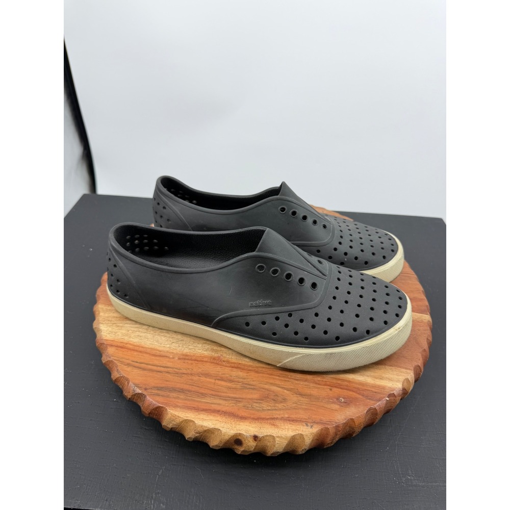 Native miller Slip On Sneakers Mens Size 10 Black Tan Perforated Vegan EVA